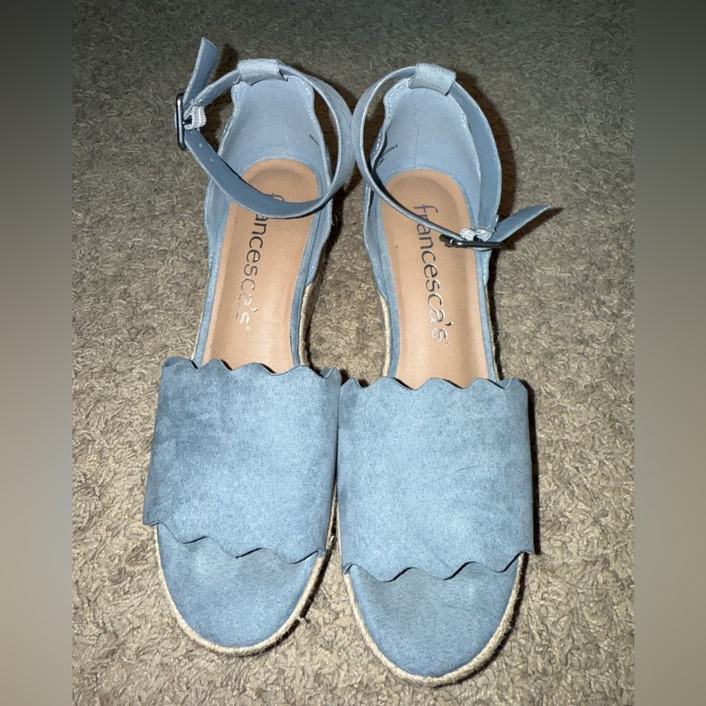 NWB Francesca's Women's Blue Espadrille Sandals, Size 7.5